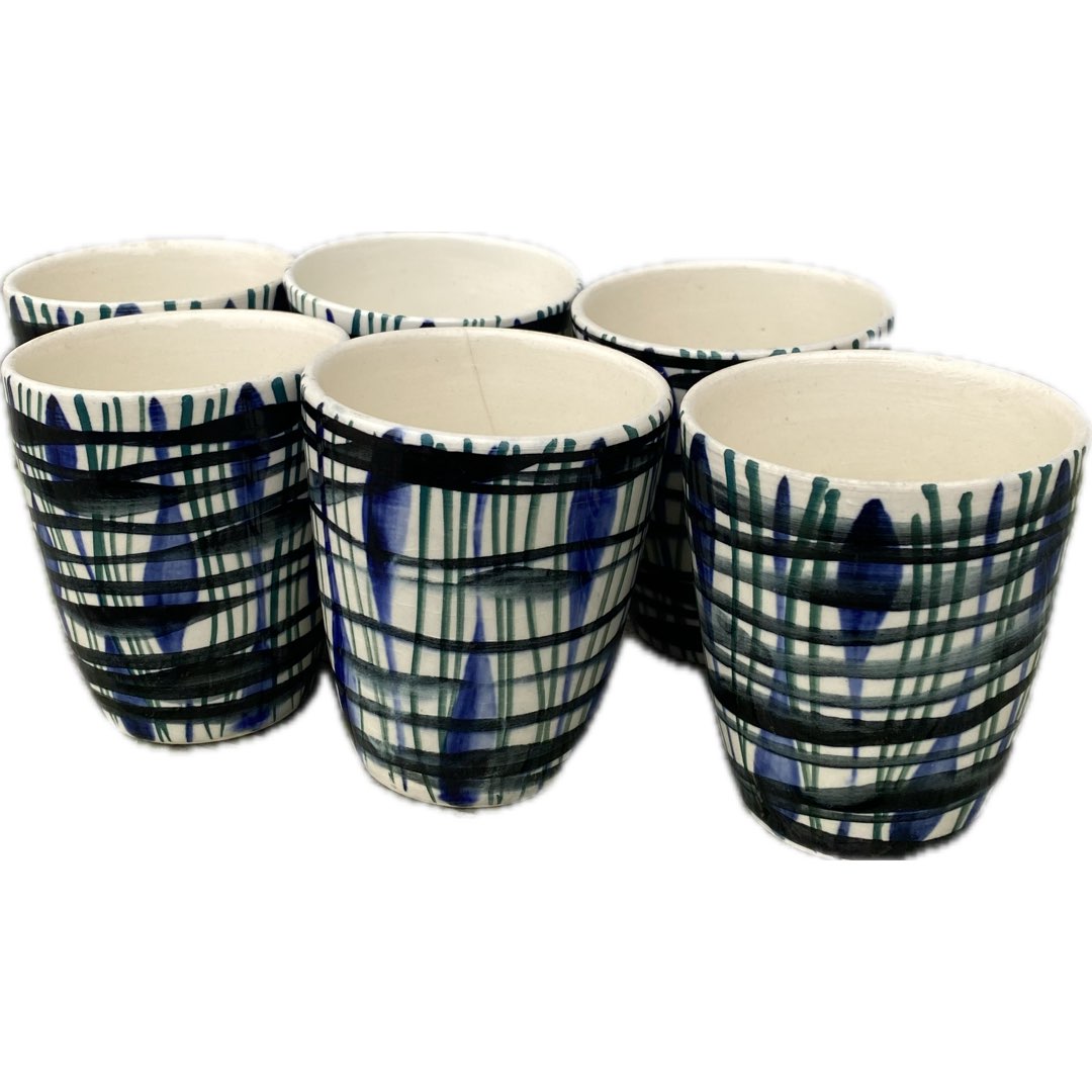 6 fajansowych kubków do wina z Włocławka z lat 60-tych zdjęcie 1