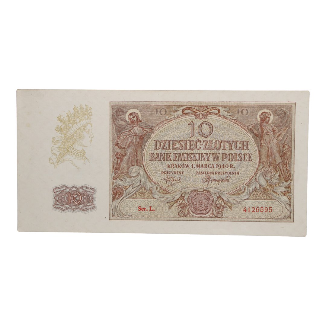 Pieniądz Papierowy 10 zł 1940 rok - Stan I zdjęcie 1