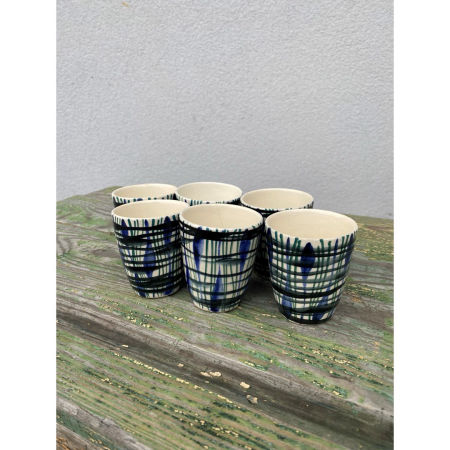 6 fajansowych kubków do wina z Włocławka z lat 60-tych zdjęcie 2