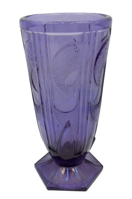 Zabytkowy fioletowy wazon Polskie Huty Szkła zdjęcie 1