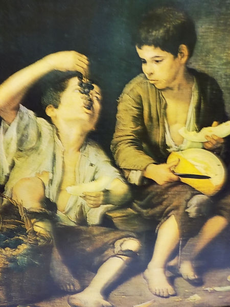 Chłopcy jedzący winogrona i melon B.E. Murillo PRL zdjęcie 2