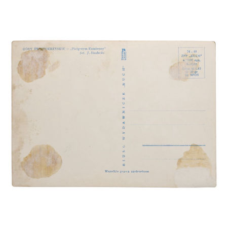 Pocztówka z Gór Świętokrzyskich przedstawiającą Pielgrzyma Kamiennego zdjęcie 2