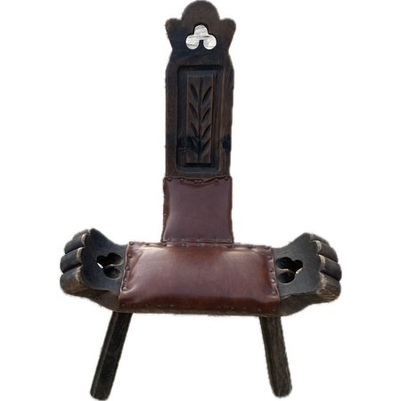 Hiszpańskie trójnożne krzesło ludowe Birth chair