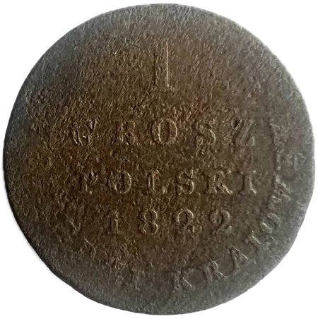 Królestwo Kongresowe, Aleksander I, 1 grosz polski z miedzi krajowej 1822 IB, Warszawa