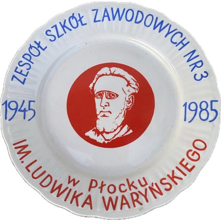 Okolicznościowy talerz Zespół Szkół Zawodowych nr 3 w Płocku porcelana Włocławek PRL