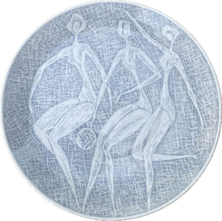 Patera dekoracyjna Koszykarki St. Domagała porcelana Wałbrzych New Look zdjęcie 1
