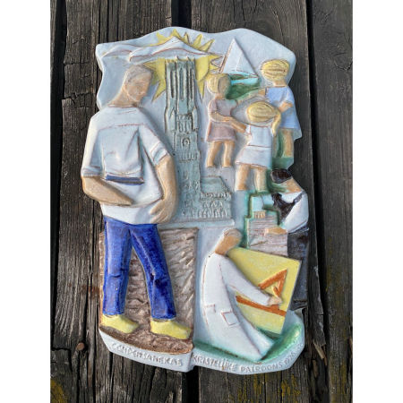 Plakieta ceramiczna Compensantiekas Kristelijke Patrons 1926-59 IZEGEM Belgia zdjęcie 2