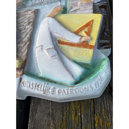 Plakieta ceramiczna Compensantiekas Kristelijke Patrons 1926-59 IZEGEM Belgia zdjęcie 3