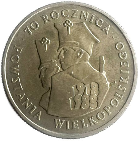 PRL 100 złotych 70 Rocznica Powstania Wielkopolskiego 1988, st. I