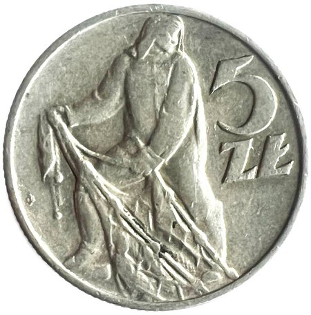 PRL 5 złotych Rybak 1974
