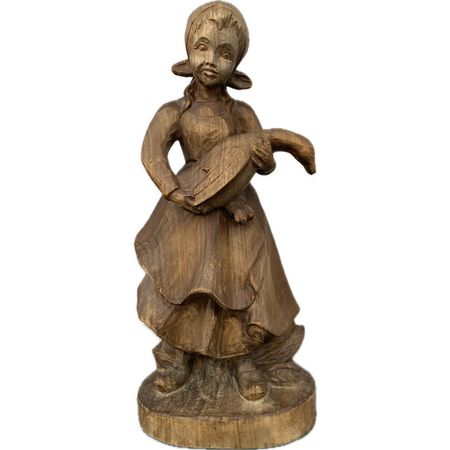 Stara rzeźba drewniana GĘSIARKA