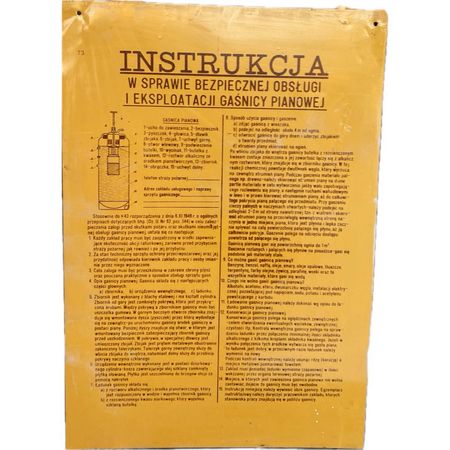 Tablica Informacyjna Instrukcja bezpiecznej obsługi gaśnicy pianowej PRL