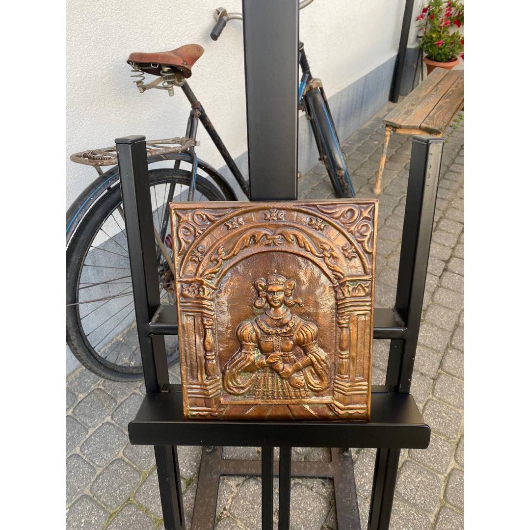 Płaskorzeźba ścienna Relief Metaloplastyka renesansowy kafel piecowy PRL