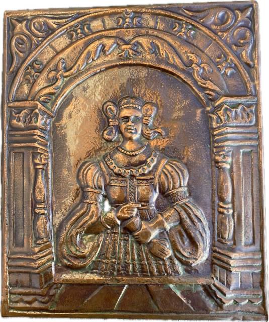 Płaskorzeźba ścienna Relief Metaloplastyka renesansowy kafel piecowy PRL