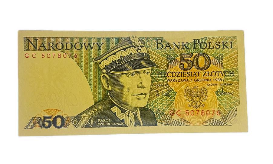 PRL 50 złotych 1988 seria GC, st. UNC