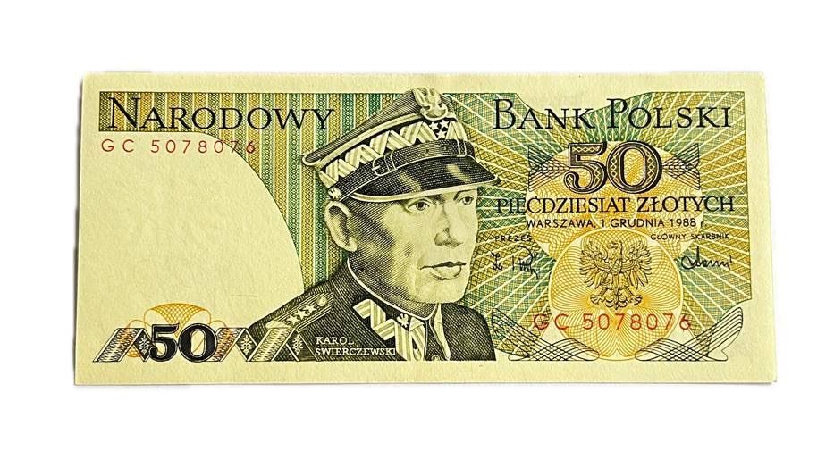 PRL 50 złotych 1988 seria GC, st. UNC