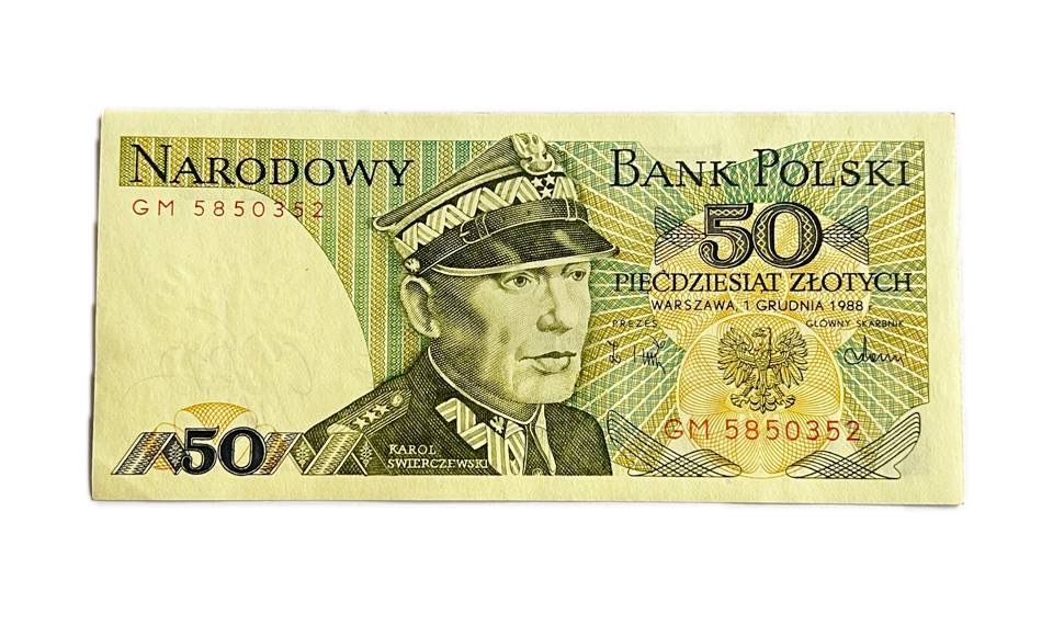 PRL 50 złotych 1988 seria GM, st. UNC