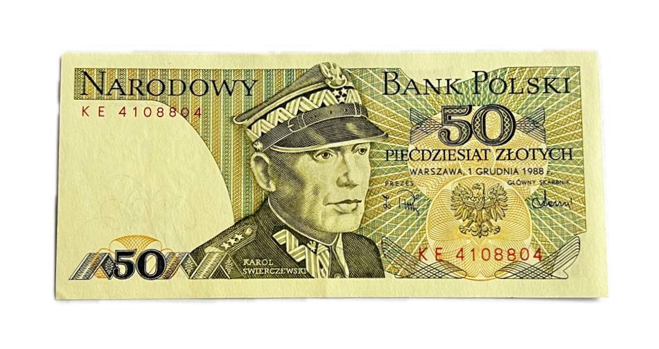 PRL 50 złotych 1988 seria KE st. UNC