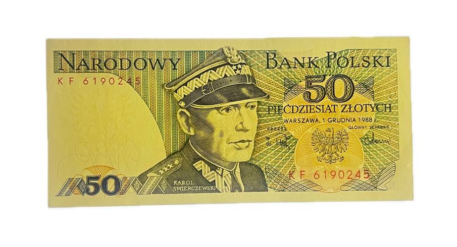 PRL 50 złotych 1988 seria KF, st. UNC