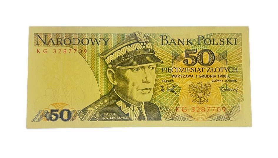 PRL 50 złotych 1988 seria KG, st. UNC