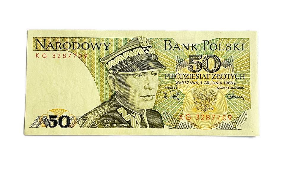 PRL 50 złotych 1988 seria KG, st. UNC