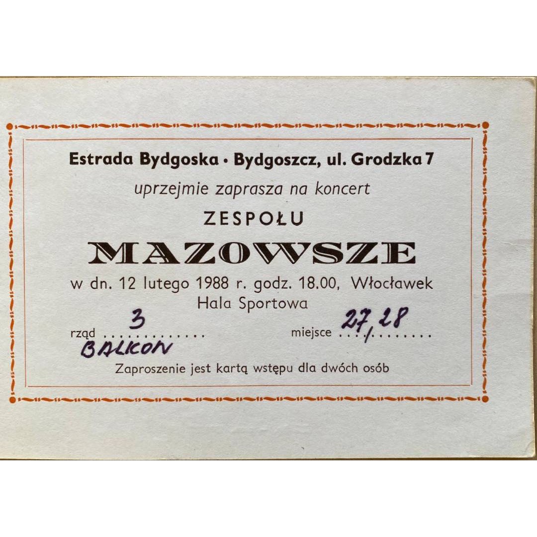 Zaproszenie Estrada Bydgoska Zespół „Mazowsze