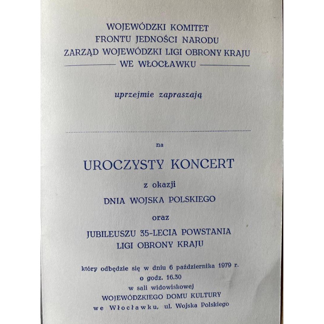 Zaproszenie LWP LOK Włocławek 1979 r